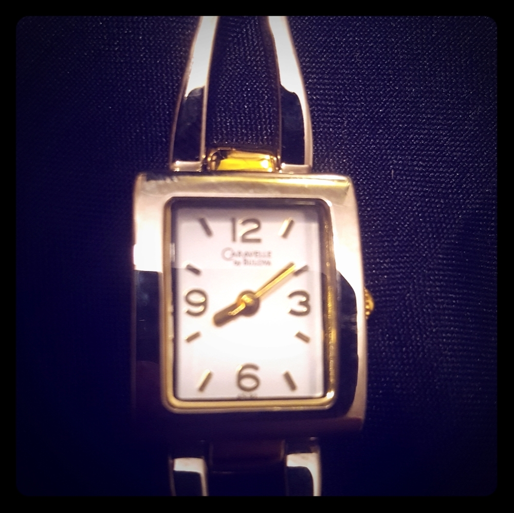 Caravelle Bulova ladies silver & gold link watch